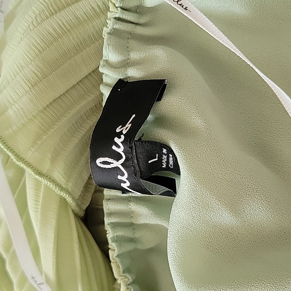 Lulus Women's Lime Green Plisse Sleeveless Wide-Leg Jumpsuit Size L Summwr Chic - Picture 12 of 16